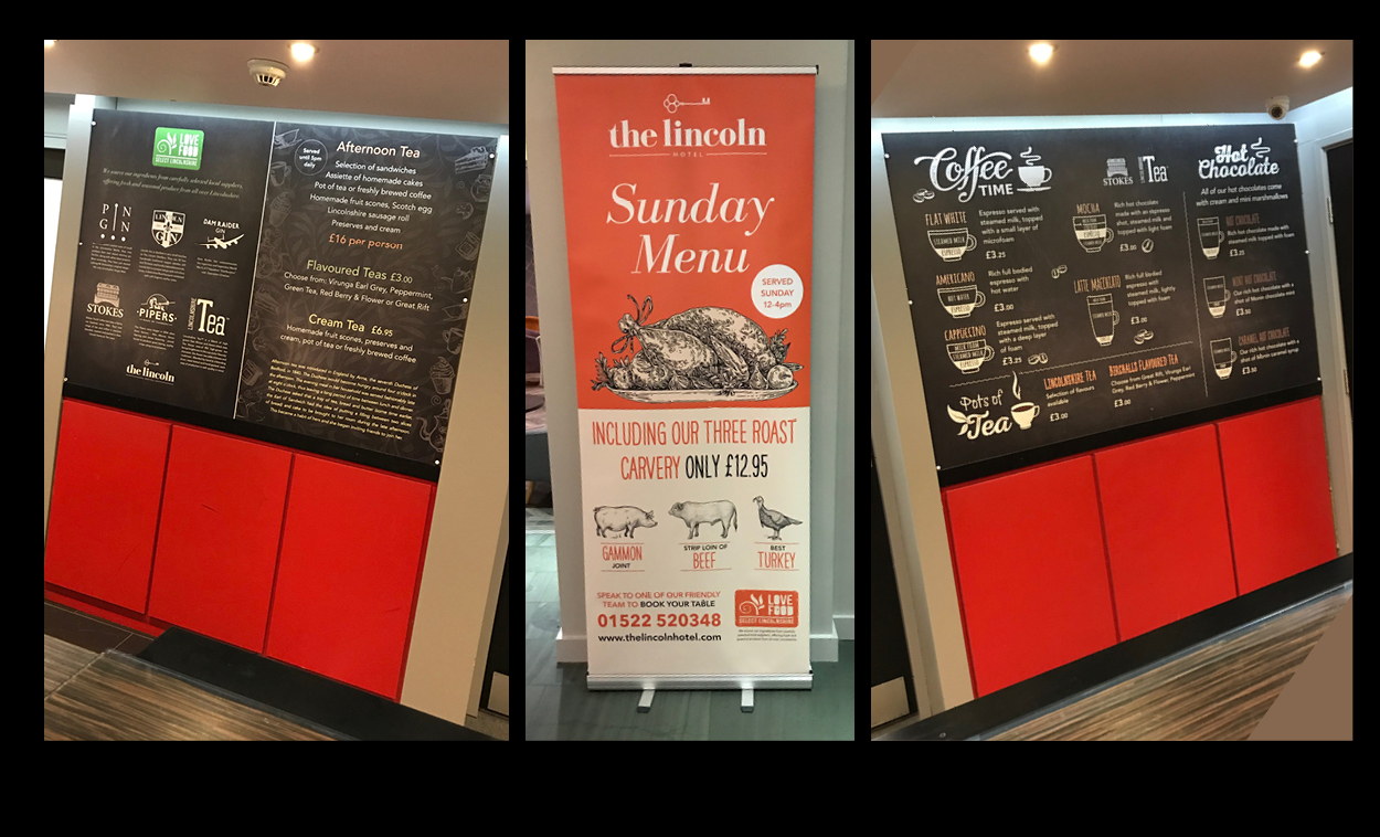 The Lincoln Hotel | Menu Display Boards | Pop-Up Roller Banners